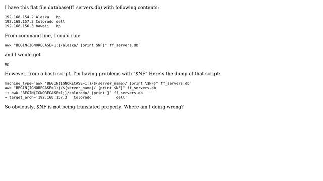 Unix & Linux: Bash variable in Awk script смотреть онлайн