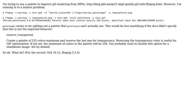 Unix & Linux: ffmpeg `palettegen` spits out a palette `paletteuse` can't use смотреть онлайн