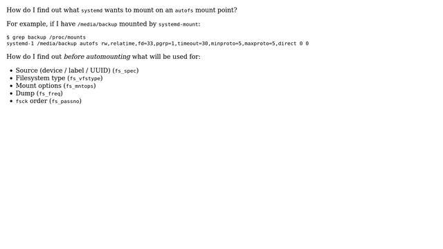 Unix & Linux: systemd-mount: find mount details given mountpoint смотреть онлайн