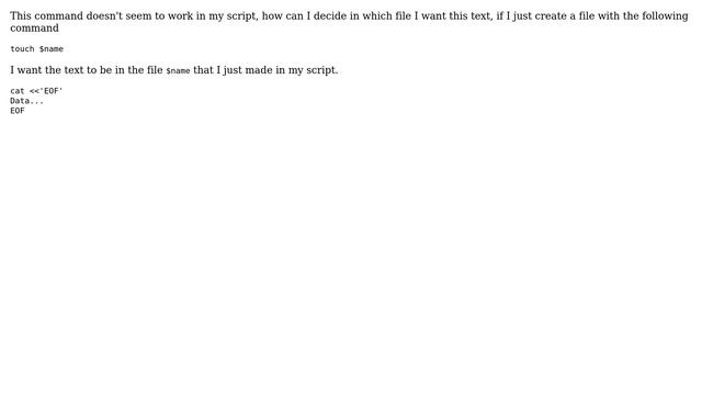 Unix & Linux: Cannot write text in a file when using here-document смотреть онлайн