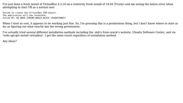 Ubuntu: VirtualBox runs as root, Critical Error as user смотреть онлайн