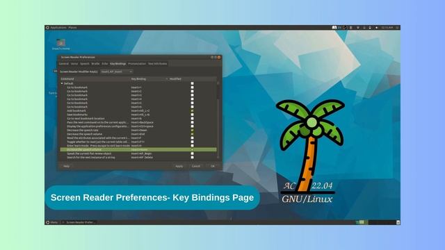 Accessible-Coconut, Screen Reader Preferences-Key Bindings Page смотреть онлайн