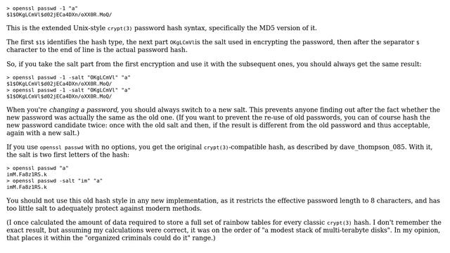 Unix & Linux: Why is the output of "openssl passwd" different each time? (3 Solutions!!) смотреть онлайн