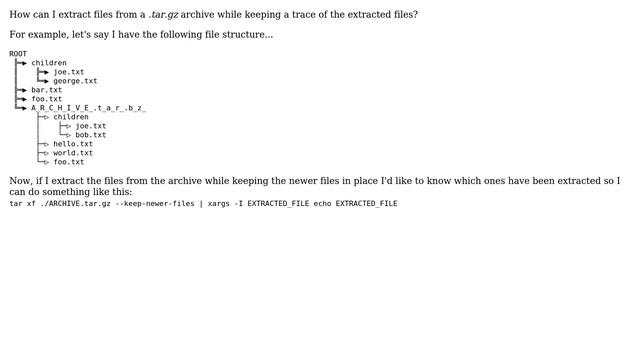 Unix & Linux: tar - List of extracted files смотреть онлайн
