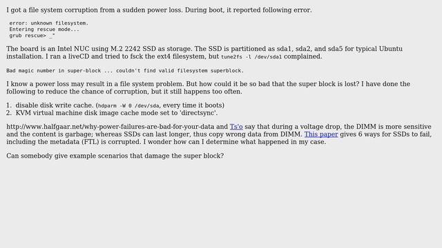 Unix & Linux: How to explain this? Superblock corrupt in SSD? смотреть онлайн