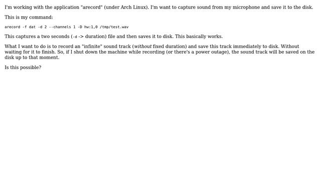 Unix & Linux: Record from the microphone indefinitely смотреть онлайн