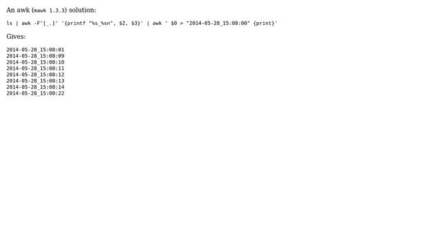 Unix & Linux: Listing files greater than particular timestamp in file name? (5 Solutions!!) смотреть онлайн