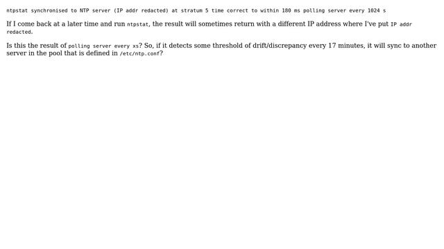 Unix & Linux: ntpstat showing different servers when run at different times смотреть онлайн