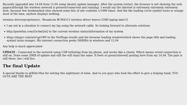 Ubuntu: Extremely slow connection with a Broadcom BCM4313 wireless card смотреть онлайн