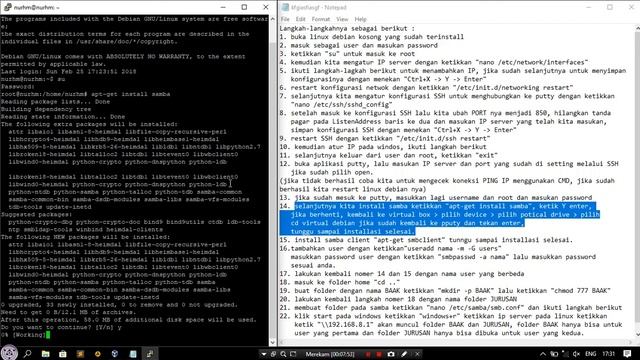 Cara Membuat File Server Menggunakan LINUX DEBIAN 8.1 || Virtual Box смотреть онлайн