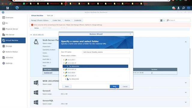 Restore VMWare backup from Synology Active backup for business смотреть онлайн