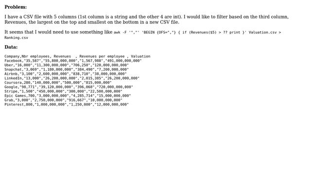 csv filter on linux bash смотреть онлайн