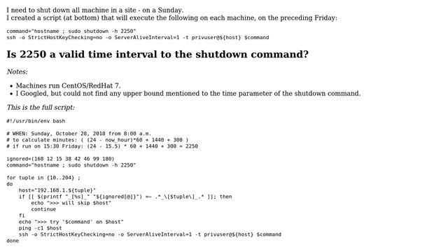 DevOps & SysAdmins: Is 2250 a valid time interval to the shutdown command on CentOS/RedHat? смотреть онлайн