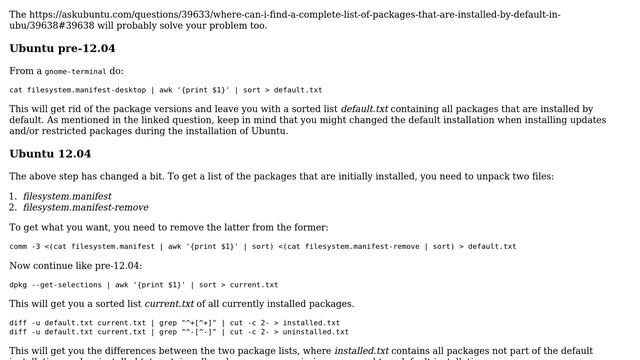 Ubuntu: How to uninstall all but the default Ubuntu packages? смотреть онлайн