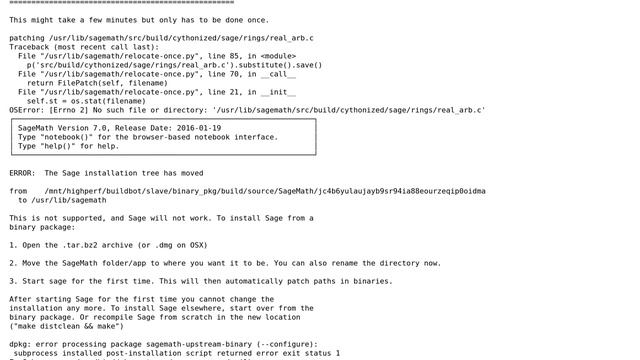Ubuntu: apt-get upgrade produces ERROR: The Sage installation tree has moved смотреть онлайн