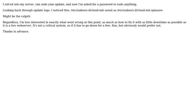 amazon linux yum update changed sudo root permissions смотреть онлайн