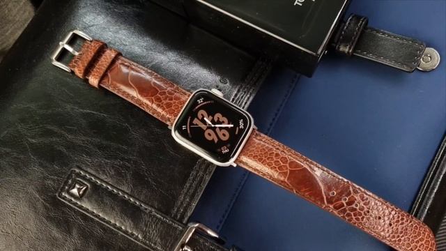 Premium Apple Watch Band from Ostrich Leather - Handmade Watch Band for Apple Watch All Series смотреть онлайн