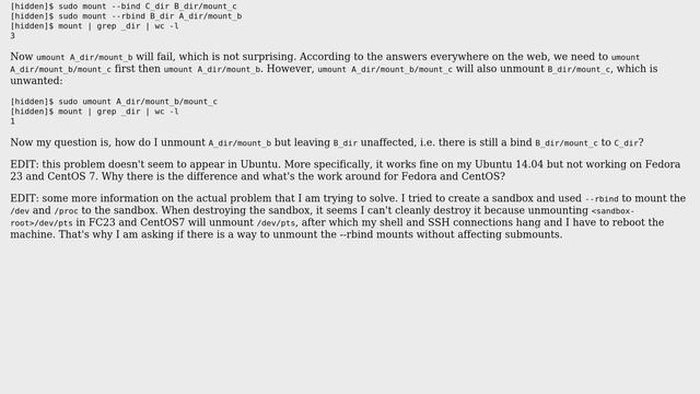 Unmount a rbind mount without affecting the original mount смотреть онлайн