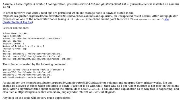 DevOps & SysAdmins: glusterfs client mount point fails with 'Client quorum is not met' смотреть онлайн