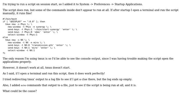 A startup script on Ubuntu that only runs properly when ran manually смотреть онлайн
