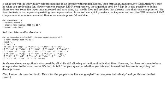 compressing tar entries individually, or: tar with plenty of large files смотреть онлайн