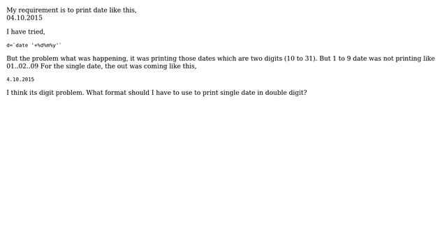 Unix & Linux: Print a date with leading zeros смотреть онлайн