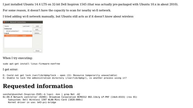 Ubuntu: Fresh Ubuntu 14.04 LTS doesn't detect Broadcom BCM4312 Wi-Fi смотреть онлайн