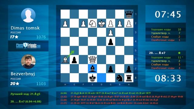 Chess Game Analysis: Dimas tomsk - Bezverbnyj : 0-1 (By ChessFriends.com) смотреть онлайн