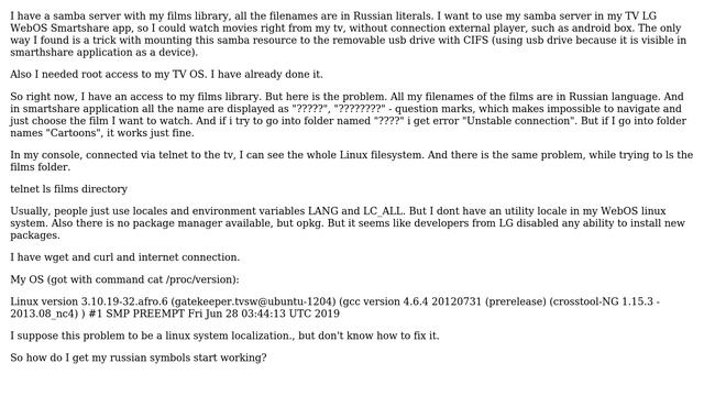 How to localize filename encoding in LG WebOS smartshare and linux console? смотреть онлайн
