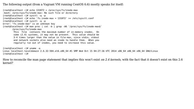 Why does the fs.inode-max kernel tunable not exist on version 2.6 of the Linux kernel? смотреть онлайн