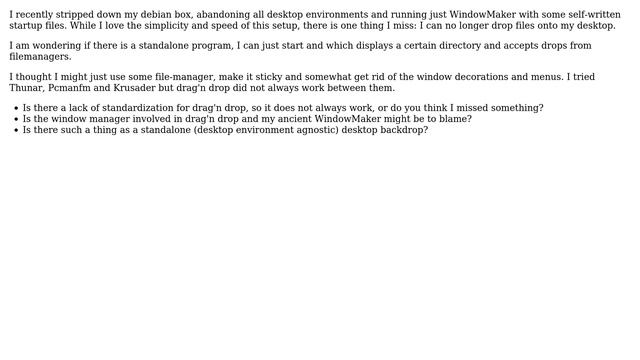 Unix & Linux: Desktop environment agnostic folder backdrop for wmaker смотреть онлайн