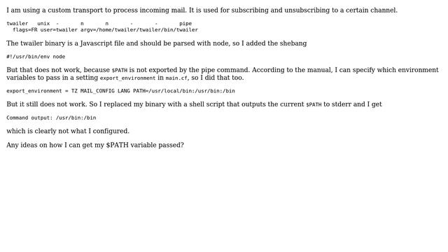 Export PATH variable on postfix pipe смотреть онлайн
