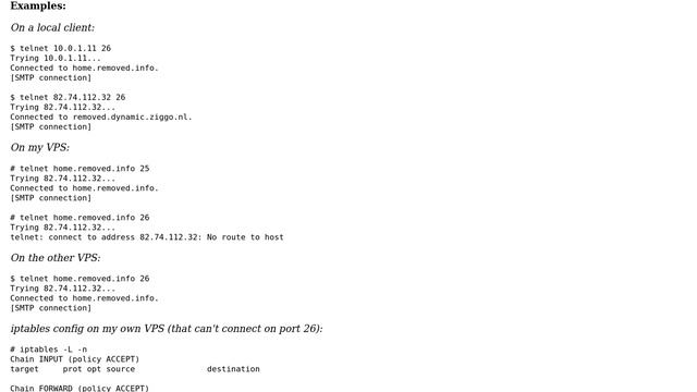 Telnet-ing to alternative SMTP port: "No route to host" смотреть онлайн