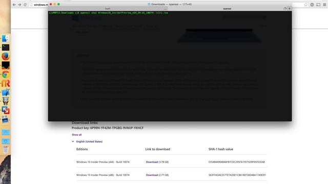 Checking SHA1 on OS X for Windows 10 Preview смотреть онлайн