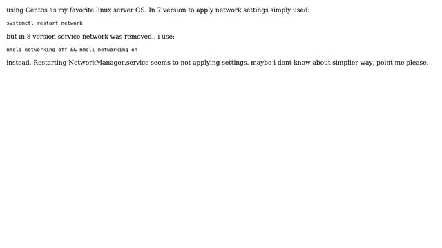 DevOps & SysAdmins: Centos 8, is there simple way to apply network settings? смотреть онлайн