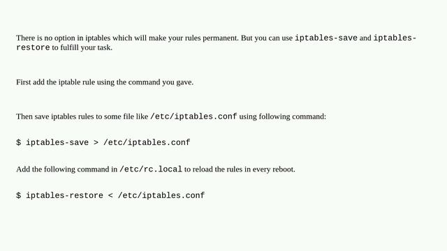 Unix: Why do iptables rules disappear when restarting my Debian system? смотреть онлайн