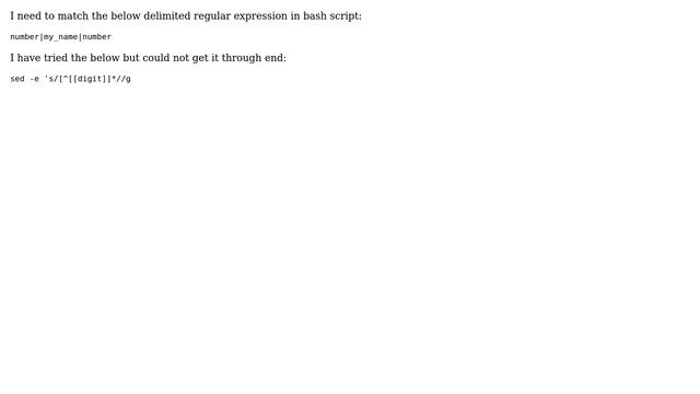 Unix & Linux: Matching regular expression with delimited string in unix смотреть онлайн