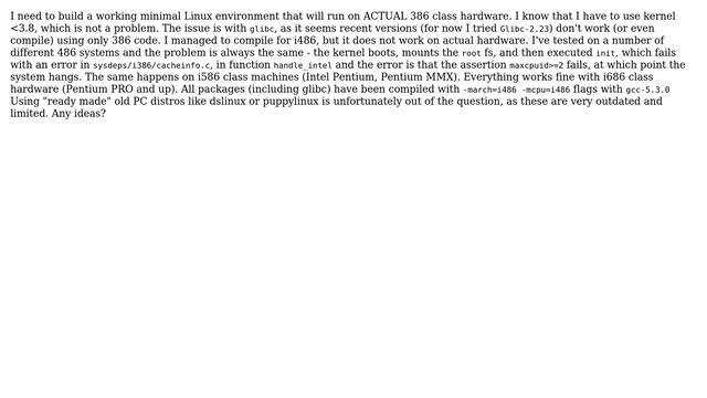 Unix & Linux: Highest version of glibc working on actual 386 hardware смотреть онлайн