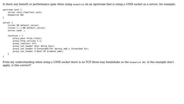 DevOps & SysAdmins: Nginx keepalive when using a UNIX socket смотреть онлайн