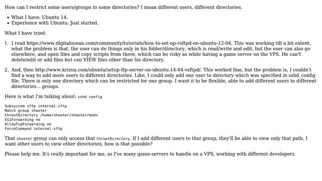 Unix & Linux: Restrict SFTP users to different directories смотреть онлайн