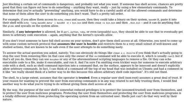 How can I block a certain set of commands from being executed in linux? смотреть онлайн