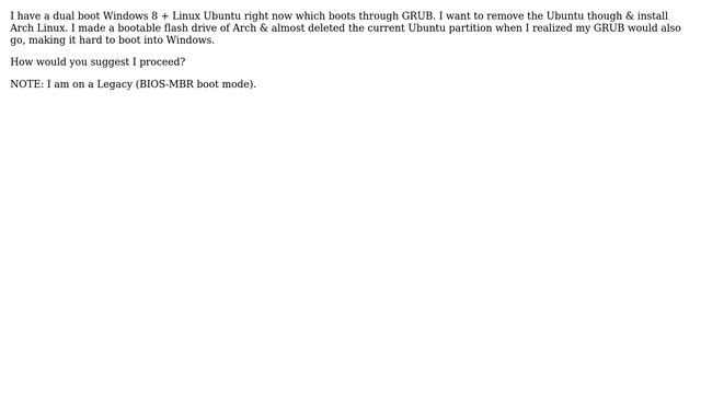 Ubuntu: Removing Ubuntu to install Arch Linux dual booting with pre installed Windows 8 смотреть онлайн