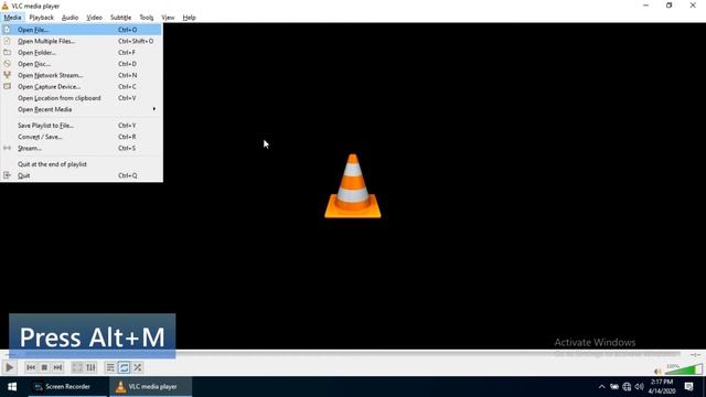 Open media menu shortcut key in VLC Player смотреть онлайн
