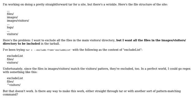DevOps & SysAdmins: Use tar to exclude one directory (but not another) that matches a pattern смотреть онлайн