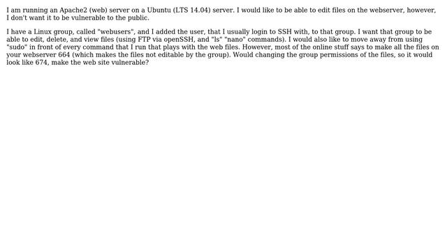 Would setting group file permissions affect site security? смотреть онлайн
