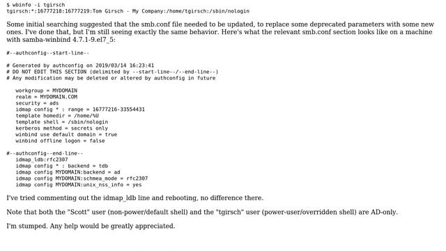 DevOps & SysAdmins: Winbind rfc2307 shell not honored after Samba 4 upgrade смотреть онлайн