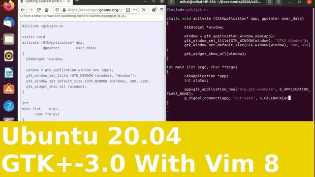 Ubuntu 20.04 GTK+-3.24.23 programming in C with Vim 8 Simple window Video edit with Shotcut смотреть онлайн