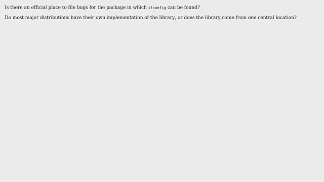 Unix & Linux: Where is the bugtracker for `ifconfig` located? смотреть онлайн