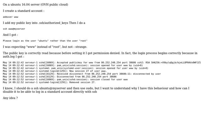Cannot log into ubuntu with standard account with ssh смотреть онлайн