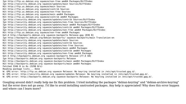 Debian keyring error: "No keyring installed" смотреть онлайн
